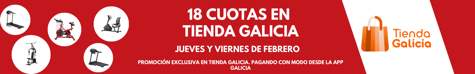 Banner promocion 18 cuotas en Tienda Galicia abonando con MODO