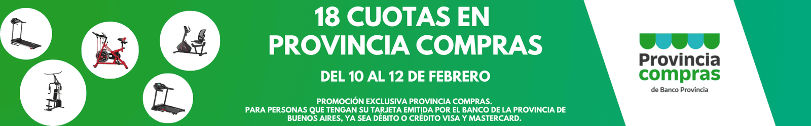 Banner promocion 18 cuotas en Provincia Compras del 10 al 12/02/2026